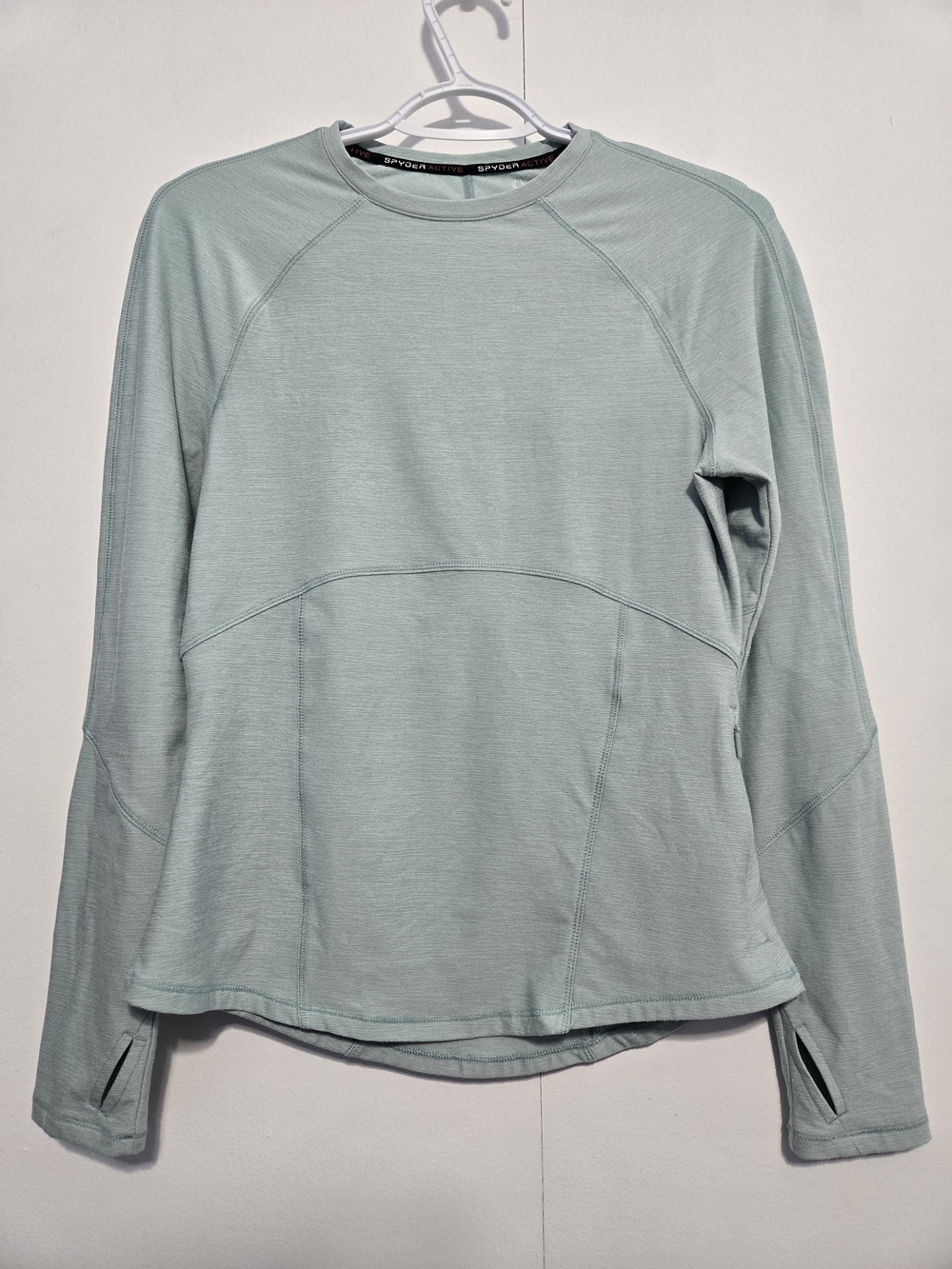 Spyder Active Women's Mint Green Performance Pullover Top Small Thumbholes